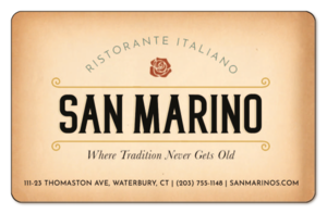 san marino logo, 'where tradition never gets old' over tan background
